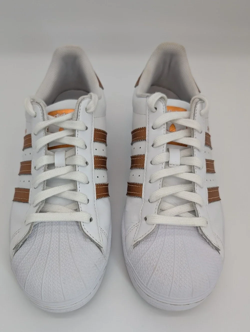 adidas Superstar Women's White Copper Metallic Sneakers US 10
